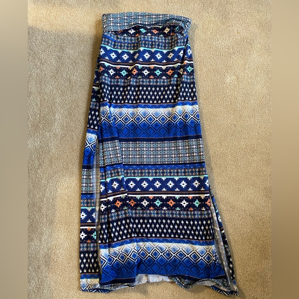 Joe Benbasset Geometric Blue Maxi Skirt
